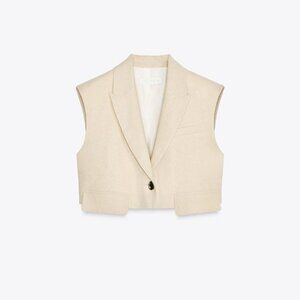 ZARA LINEN BLEND SHORT VEST - Small - NWT